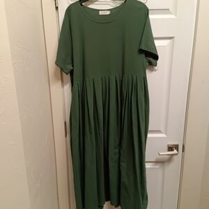 Forest Green Cotton Midi Dress